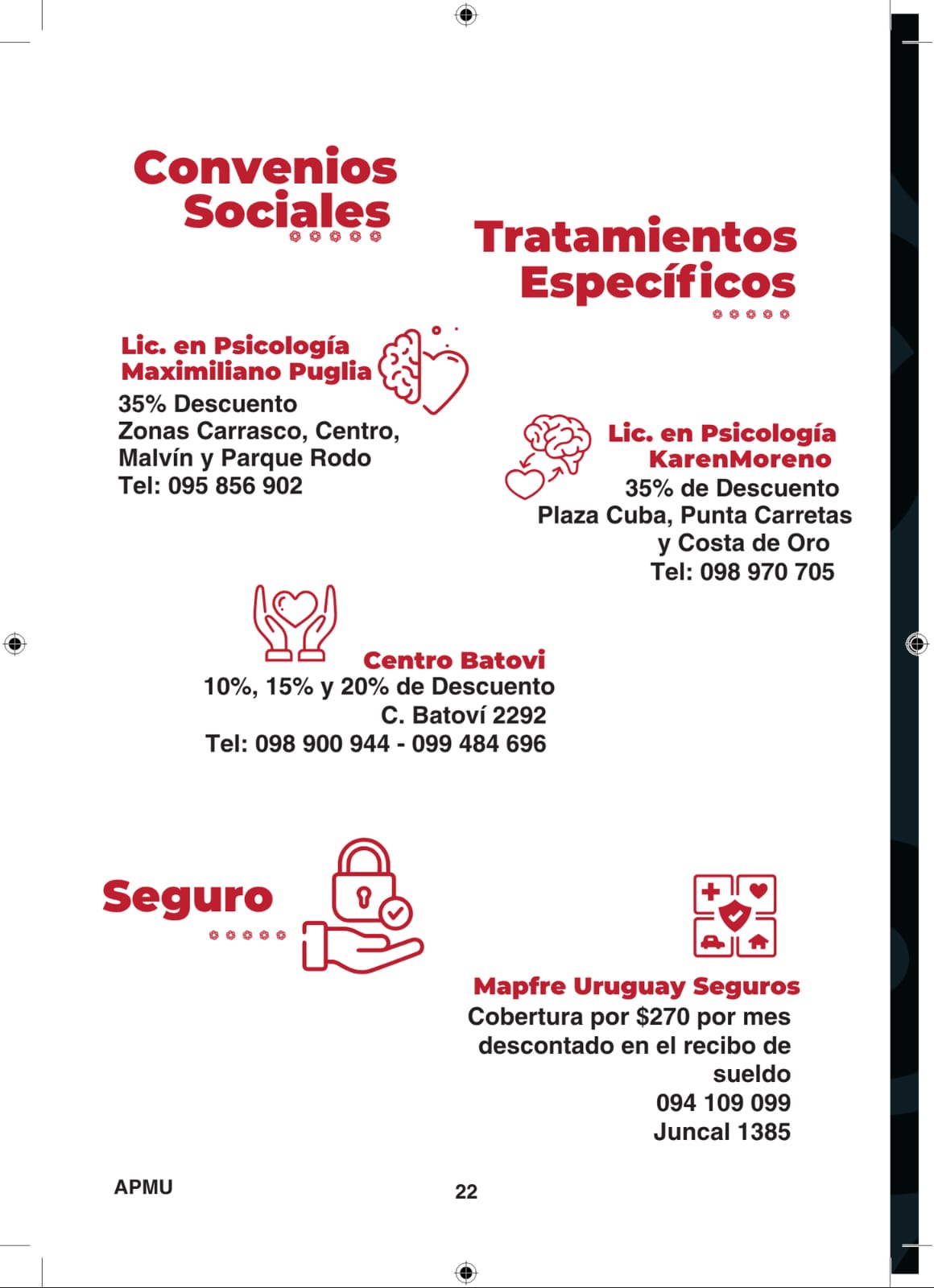 Convenios APMU de tratamientos y seguros
